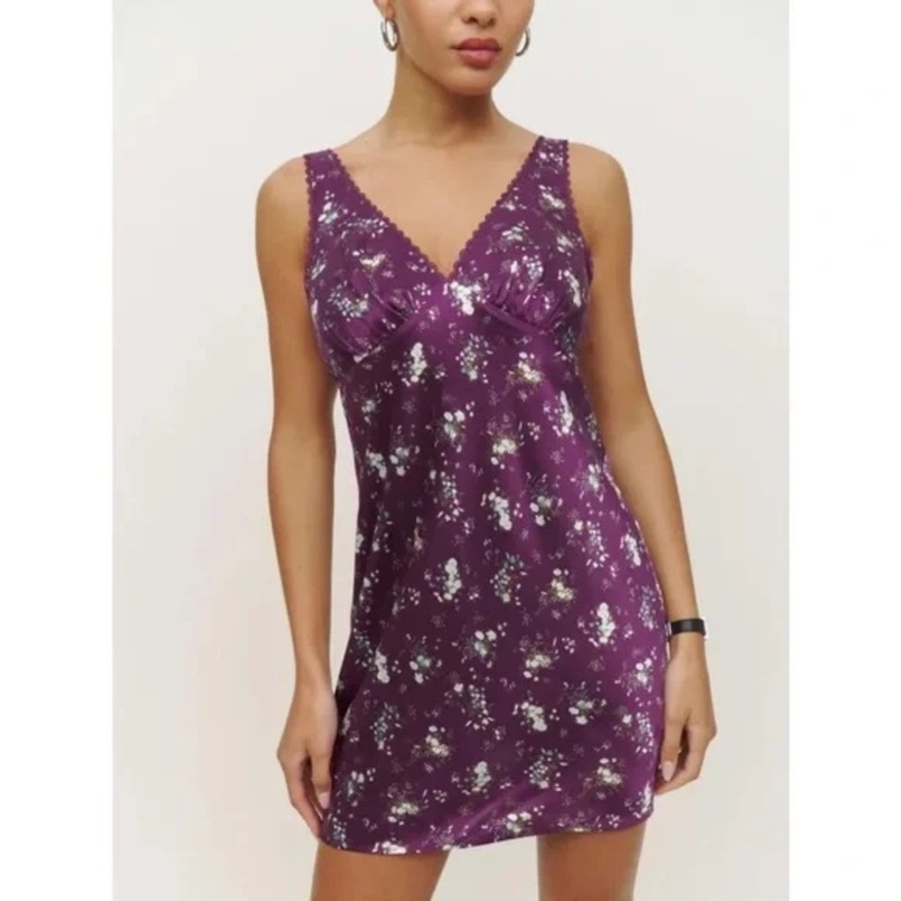 Reformation Purple V-Neck Slip Dress Mini